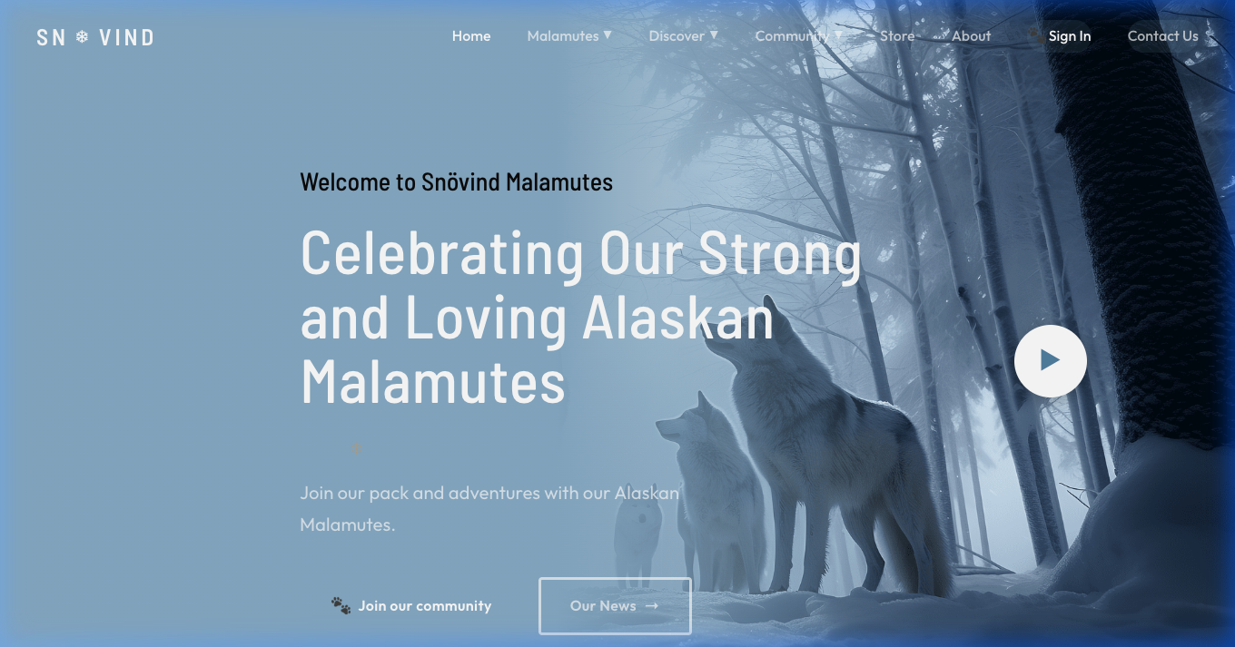 Snövind Malamutes — Full-Stack Community Platform